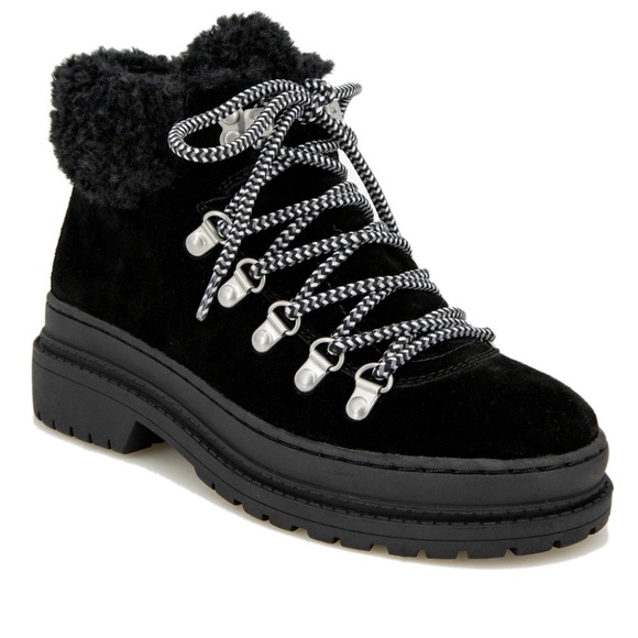 Splendid Yvette black faux fur lace up ankle boots. Size 7. Brand new in… - Picture 1 of 9
